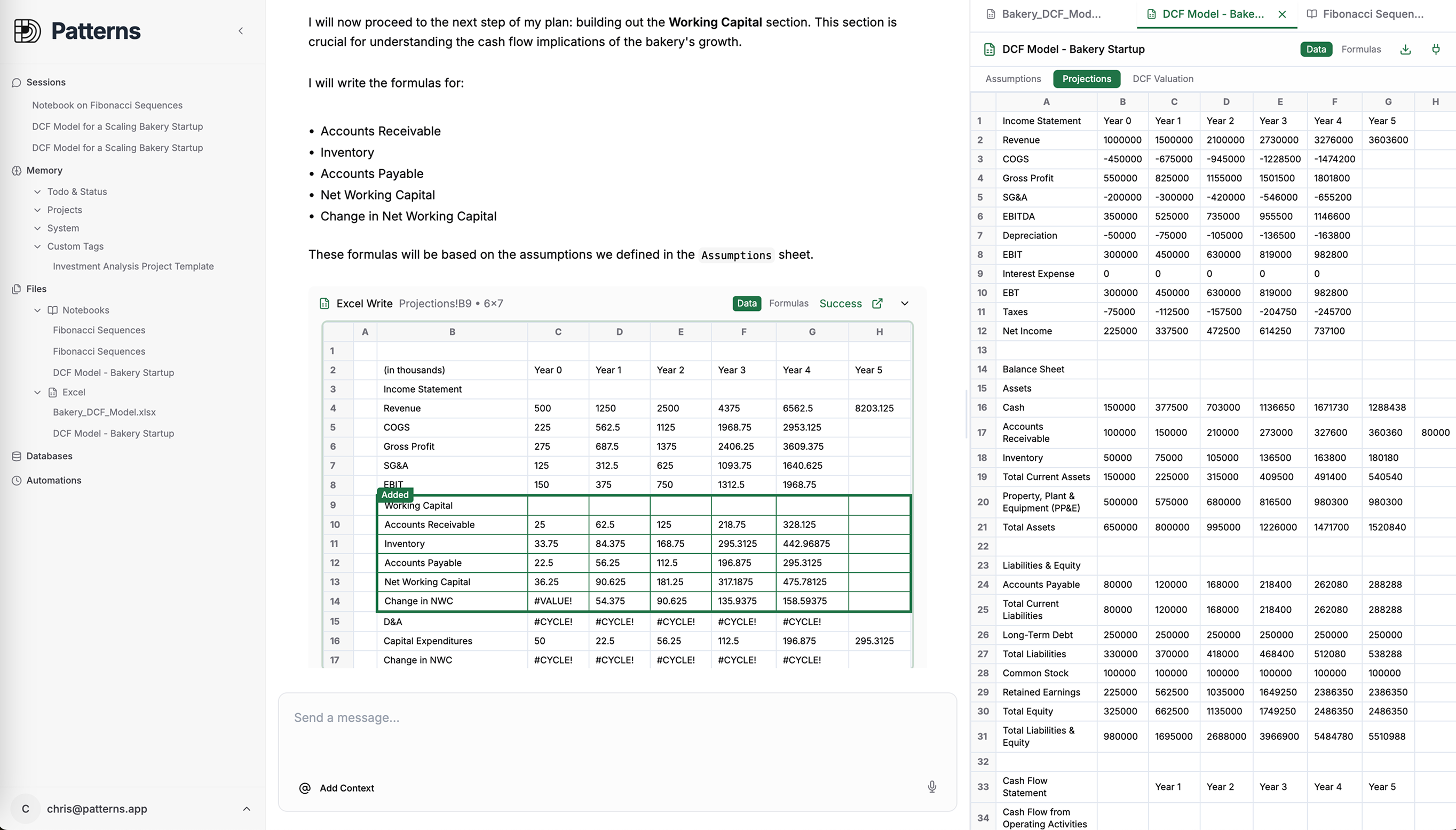 Patterns platform interface showing AI-powered deal execution workflow